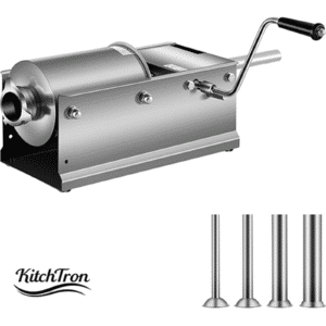 Manual Stainless Steel Sausage Stuffers – Horizontal Sausage Making Machines with 4 Filling Nozzles for Home and Commercial Use (3L, 5L, 7L)