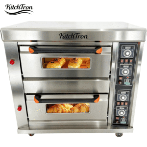 Commercial Movable Gas Pizza Ovens – Stainless Steel Double and Triple Deck Baking Ovens with Independent Temperature Control for Pizza, Bread, Cake, Meat, Restaurants, Bakeries, and Snack Bars
