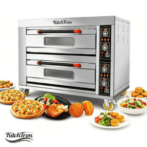 Commercial Electric Deck Pizza Ovens – Movable Stainless Steel Multi-Layer Baking Ovens with Independent Temperature Control, Timer, and Baking Trays for Bakeries, Hotels, Canteens, and Commercial Kitchen